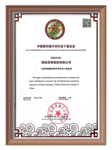 CPPIA Top 10 Enterprise Award for HongFilms Plastic Sheet